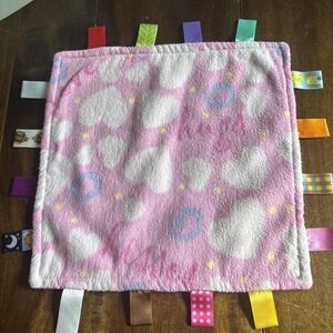 TAGGIES Lovey Pink Security Blanket Hearts Love Kisses Sensory 12" My TAGgies
